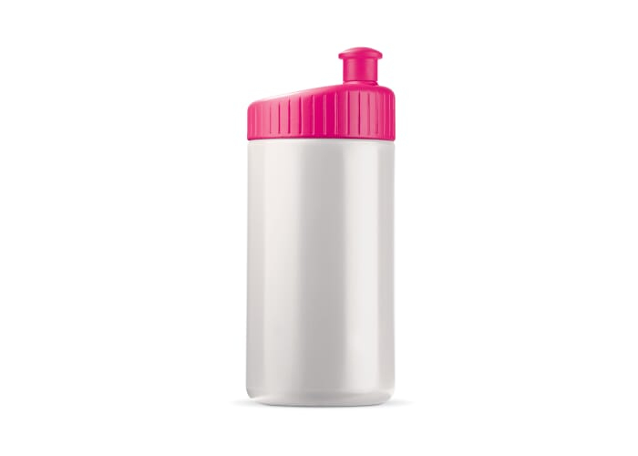 Gourde publicitaire sport Design 500 ml Blanc et Rose